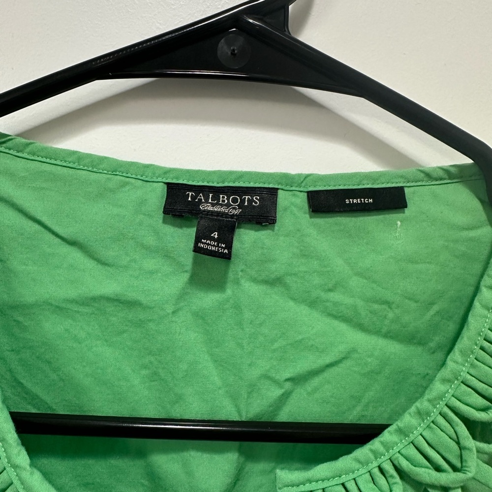 Talbots Vibrant Green Ruffle Blouse - Picture 6 of 9